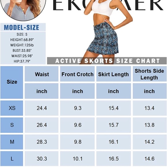 New Ekouaer Active Performance Skirt Lightweight Skirt for Sports wine red - Picture 7 of 7